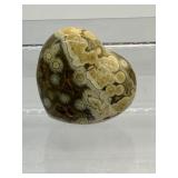 Ocean Jasper Lot of 3 Polished Hearts: 93 gm./3.3 oz., 91 gm./3.2 oz., 87 gm./3.1 oz