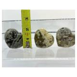 Ocean Jasper Lot of 3 Polished Hearts: 93 gm./3.3 oz., 91 gm./3.2 oz., 87 gm./3.1 oz
