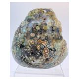 Ocean Jasper Misc. Lot of 3: large one side polished slab 812 gm./1 lb 12.6 oz., Zuni Bear 187 gm./6.6 oz., and tower 22 gm./.8 oz.