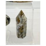 Ocean Jasper Misc. Lot of 3: large one side polished slab 812 gm./1 lb 12.6 oz., Zuni Bear 187 gm./6.6 oz., and tower 22 gm./.8 oz.