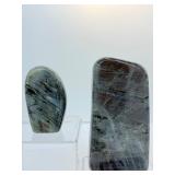 Labradorite Lot of 2 purple standing labradorite freeforms 479 gm./1 lb. and 309 gm./11oz.