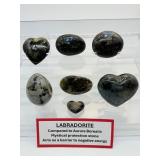 Labradorite Polished Misc. Lot of 7: 3 hearts, 3 gallets & 1 egg    Total Lot Weight: 731 gm./1 lb. 10 oz.