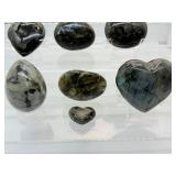 Labradorite Polished Misc. Lot of 7: 3 hearts, 3 gallets & 1 egg    Total Lot Weight: 731 gm./1 lb. 10 oz.
