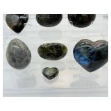 Labradorite Polished Misc. Lot of 7: 3 hearts, 3 gallets & 1 egg    Total Lot Weight: 731 gm./1 lb. 10 oz.
