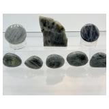 Labradorite Polished Misc. Lot of 13: 10 palmstones, 1 1/2