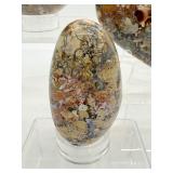 Ibis Jasper Polished Lot of 3: sphere 70mm 442 gm/1 lb. heart 394 gm./14 oz., large palmstone 152 gm./5.4 oz.