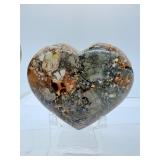 Ibis Jasper Polished Lot of 3: sphere 70mm 442 gm/1 lb. heart 394 gm./14 oz., large palmstone 152 gm./5.4 oz.