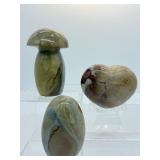 Polychrome Jasper Polished Lot of 3: mushroom 403 gm./14.2 oz., freeform 321 gm./9 oz., heart 251 gm./9 oz.