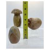 Polychrome Jasper Polished Lot of 3: mushroom 403 gm./14.2 oz., freeform 321 gm./9 oz., heart 251 gm./9 oz.