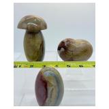 Polychrome Jasper Polished Lot of 3: mushroom 403 gm./14.2 oz., freeform 321 gm./9 oz., heart 251 gm./9 oz.