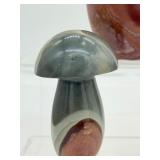 Polychrome Jasper Polished Lot of 3: Zuni Bear 181 gm./6.4 oz, Freeform 486 gm./1 lb.and Mushroom 157 gm./5.5 oz.