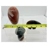 Polychrome Jasper Polished Lot of 3: Zuni Bear 181 gm./6.4 oz, Freeform 486 gm./1 lb.and Mushroom 157 gm./5.5 oz.