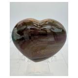 Polychrome Jasper Polished Lot of 3: heart 320gm/11.3oz., heart 274gm/9.7oz. and small sphere 46mm 135gm/4.6oz.