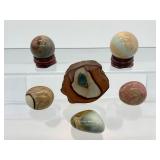 Polychrome Jasper Polished misc. Lot of 6: One slice, 2 spheres, & 3 palmstones  207gm/7.3oz.