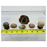 Polychrome Jasper Polished misc. Lot of 6: One slice, 2 spheres, & 3 palmstones  207gm/7.3oz.
