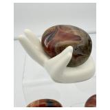 Sardonyx Palmstone Lot of 3: Hand holder included. Total weight 146 gm./5.3 oz.