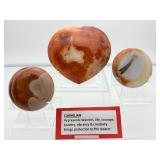 Polychrome Jasper Polished lot of 3: heart 340 gm./12 oz., round palmstone 185 gm./6.5 oz., round palmstone 116 gm./4.1 oz.