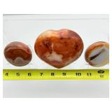 Polychrome Jasper Polished lot of 3: heart 340 gm./12 oz., round palmstone 185 gm./6.5 oz., round palmstone 116 gm./4.1 oz.