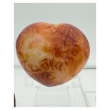 Carnelian Lot of 3 polished hearts: large puffy heart 263 gm./9.3 oz., darker heart 158 gm./4.2 oz., heart 149 gm./5.3 oz.