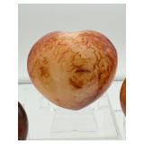 Carnelian Lot of 3 polished hearts: large puffy heart 263 gm./9.3 oz., darker heart 158 gm./4.2 oz., heart 149 gm./5.3 oz.
