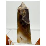 Carnelian 3-piece polished lot: obelisk 267 gm/9.4 oz., banded flames 182 gm./6.4 oz., 122 gm./4.3 oz.