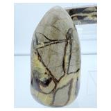 Septarian Polished Lot of 3: Large Freeform 841 gm./1 lb. 14 oz, small freeform 197 gm./7 oz., large double terminated generator wand 323 gm./11 oz.