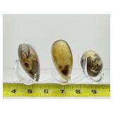 Septarian Polished Lot of 3: heart 289 gm./10.2 oz., 190 gm./6.7 oz., palmstone 148 gm./5 oz. Total Lot Weight: 628 gm./1 lb. 6 oz.