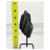 Black Tourmaline Misc. Lot of 5: large piece on stand, 2 rough pieces & 2 small polished tumbles 556 gm./1 lb. 3.6 oz.