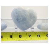 Blue Calcite Polished Lot of 3: heart 311 gm./11 oz. & 2 palmstones 173 gm./6.1 oz.    Total Lot Weight: 484 gm./1 lb. 1 oz.