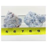 Blue Calcite Mixed Misc. Lot of 5: two rough chunks, one palmstone and two eggs 517 gm./1 lb. 2 oz.