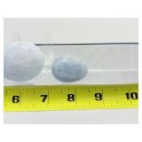 Blue Calcite Mixed Misc. Lot of 5: two rough chunks, one palmstone and two eggs 517 gm./1 lb. 2 oz.