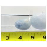 Blue Calcite Mixed Misc. Lot of 5: two rough chunks, one palmstone and two eggs 517 gm./1 lb. 2 oz.