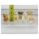 Golden Healer Polished and Rough Misc. Lot of 10: 3 palmstones, 6 small eggs, and 1 rough chunk Total Log Weight: 323 gm./11.4 oz.