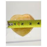 Golden Healer (yellow hematoid quartz) Lot of 3: large heart 350 gm. /medium heart 227 gms./8 oz., sphere 46mm, 161 gm./5.6 oz.