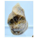Golden Healer (yellow hematoid quartz): 3-piece lot: flame 401 gm./14.1 oz., freeform 317 gm./11.2 oz. and palmstone 96 gm./3.4 oz.