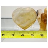 Golden Healer polished misc. lot of 3: heart 190 gm./6.7 oz., gallet 114 gm./4 oz., angel 87 gm./3 oz. Total Lot Weight: 393 gm./13.8 oz.