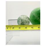 Fluorite Polished Misc. Lot of 3: XL Green Gallet 675gm/1lb.7oz., snowflake fluorite sphere 58mm 335gm/11.8oz., heart 88gm/3.1oz