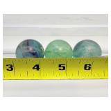 Fluorite Misc. Lot of 5: rainbow heart 62 gm./2.2 oz., rainbow double terminated wand 335 gm./1.2 oz., two rainbow spheres 30mm 51 gm./3.4 oz., one green sphere 30mm 44 gm. 1.6 oz.