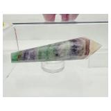Fluorite Polished Misc. Lot of 3: rainbow Zuni bear 150gm/5.3oz., rainbow wand 62gm./2.2oz, yellow mushroom 59gm/2.1oz.