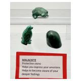 Malachite Polished Lot of 3 Animals: frog, penguin and small dome 163 gm./5.7 oz.