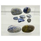 Blue Aventurine/Blue Quartz palmstone/tumbles lot of 9 266 gm./9.4oz.