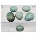 Amazonite Lot of 6 small palmstones: 255 gm./9.3 oz.