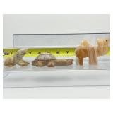 Stone Misfit Animals: frog 91gm/3.2oz., turtle 170gm/6.8oz., camel 176gm/6.2oz. Total Lot Weight 437gm/15.4oz.