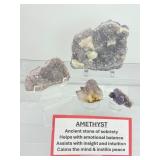 Amethyst  Misc. Lot of 4: large amethyst geode plate with Calcite, 2 small geode pieces and geode point 487gm/1 lb.1oz.