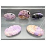 Charoite (Russia) Palmstones/Tumbles Lot of 5: 134 gm./4.7 oz