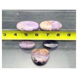 Charoite (Russia) Palmstones/Tumbles Lot of 5: 134 gm./4.7 oz