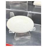 Scolesite 4-piece polished lot: 2 hearts, palmstone and pyramid Total Lot Weight: 216 gm/7.6 oz.