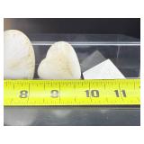 Scolesite 4-piece polished lot: 2 hearts, palmstone and pyramid Total Lot Weight: 216 gm/7.6 oz.