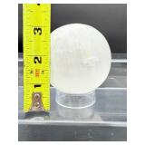 Selenite (Misc. Lot of 3) `Sphere 75mm 504 gm/1 lb.2 oz., Leaf Dish 448 gm./1 lb., Tealight Star Holder 378 gm./13.3 oz.
