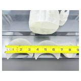 Selenite Misc. Lot of 5: large votive holder 733 gm./1 lb 10 oz., small castle 59 gm./2 oz., small sphere holder 121 gm./4.3 oz., 2 moon shaped bowls 335 gm./12 oz. Total Lot Weight: 1.2 kilo/2 lb. 12